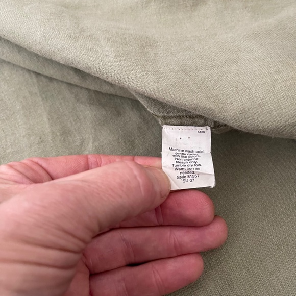 EUC - J.Crew Men's Olive Green Linen Military Shirt Size L - Picture 6 of 9